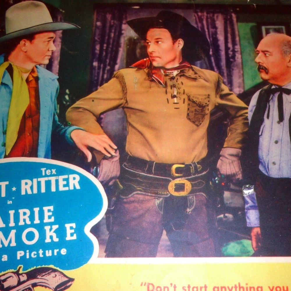 Vintage 1942 Prairie Gunsmoke Lobby Card Tex Ritter Wild Bill Elliott Western